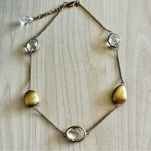 RIVKA FRIEDMAN 18K Gold Clad Pebble & Faceted Rock Crystal Station Necklace